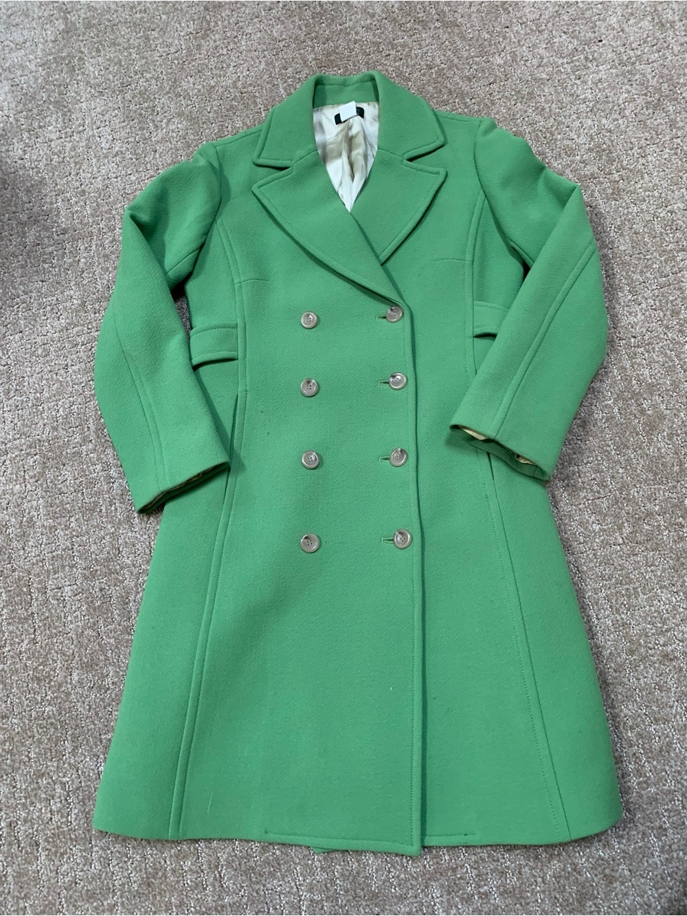 J. Crew Double-Breasted Green Wool Pea Coat